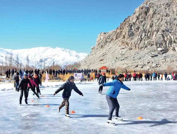 Ice skating in the circular road