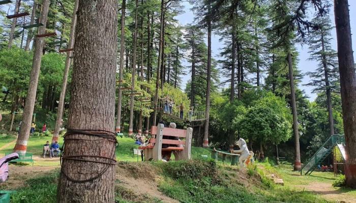Eco Park in Mussoorie featuring green landscaped gardens, walking paths, eco-friendly spaces, and scenic hill surroundings.