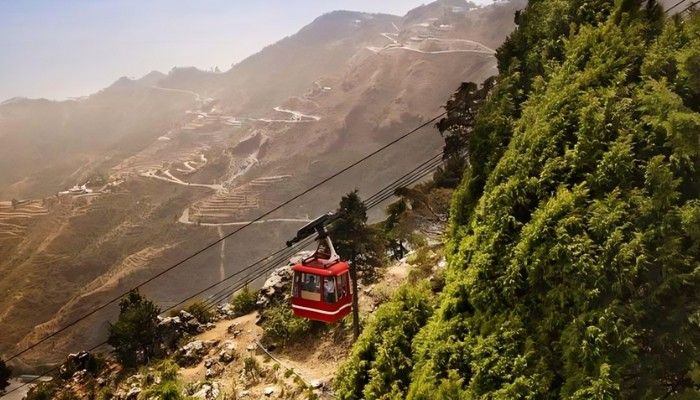 Gun Hill ropeway in Mussoorie offering panoramic views of mountains and valleys 