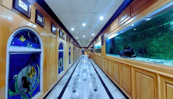 Inside view of Jawahar Aquarium Mussoorie displaying a variety of freshwater fish species.