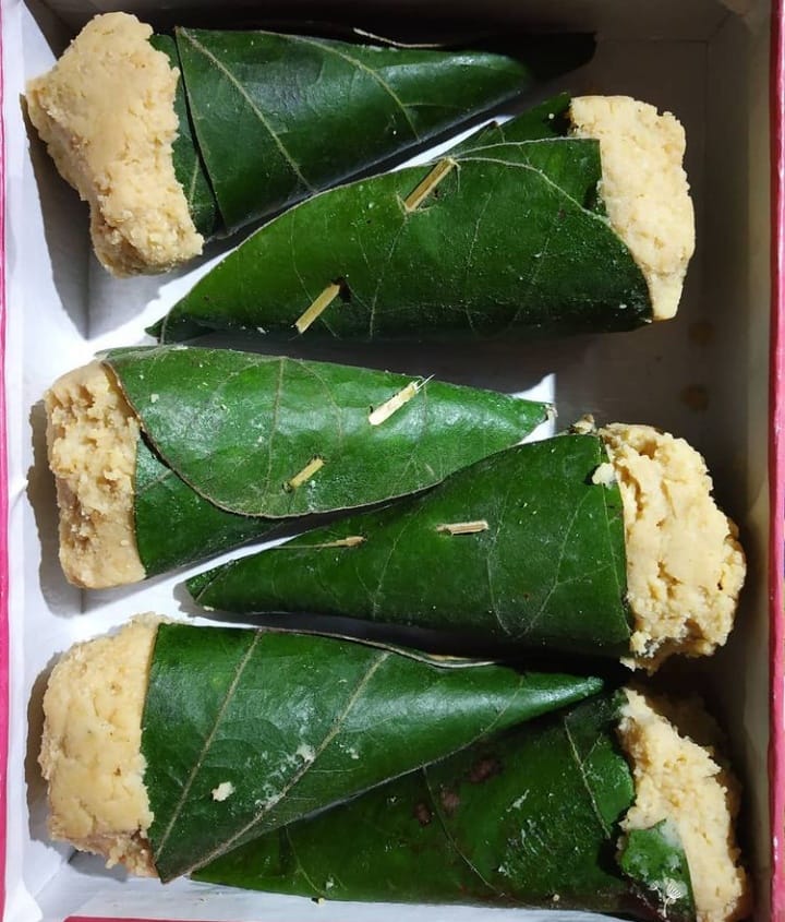 “Singori, a traditional Uttarakhand sweet wrapped in maalu leaves”