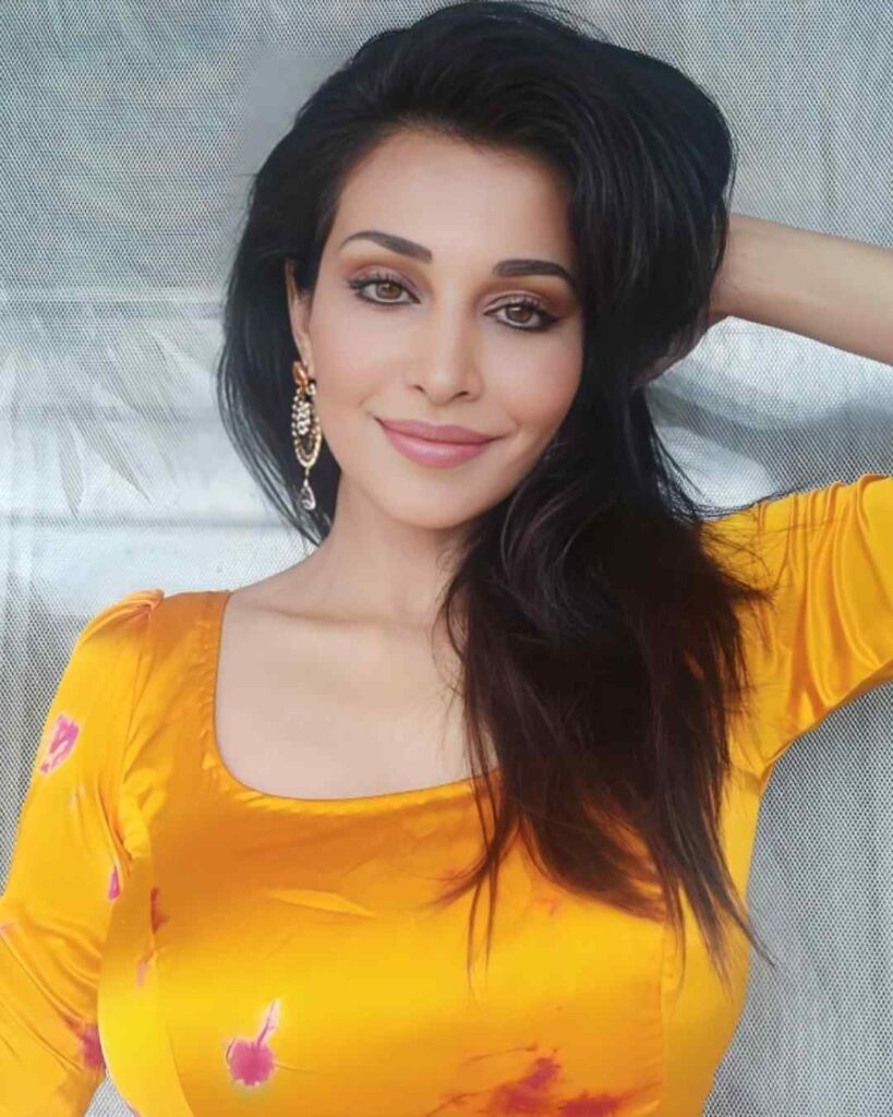 Flora Saini posing for a professional portrait photoshoot