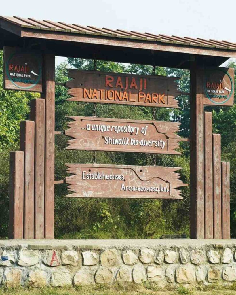 Rajaji National Park Dehradun entry with forest landscape.